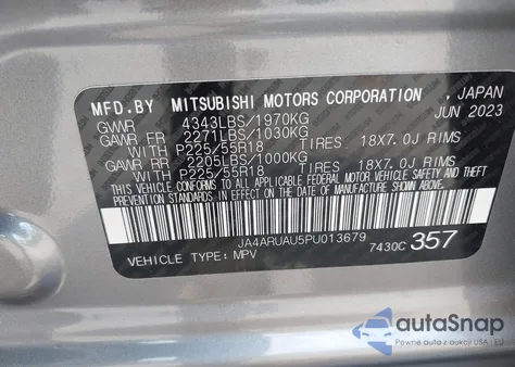 2023 Mitsubishi Outlander Sport 2.0 Le Awc из США, поврежденный, VIN JA4ARUAU5PU013679